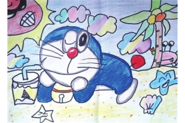 Doraemon colored lead painting