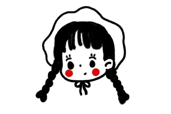 Super cute little girl avatar simple drawing