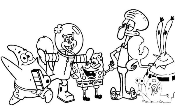 Spongebob and his friends simple drawing pictures