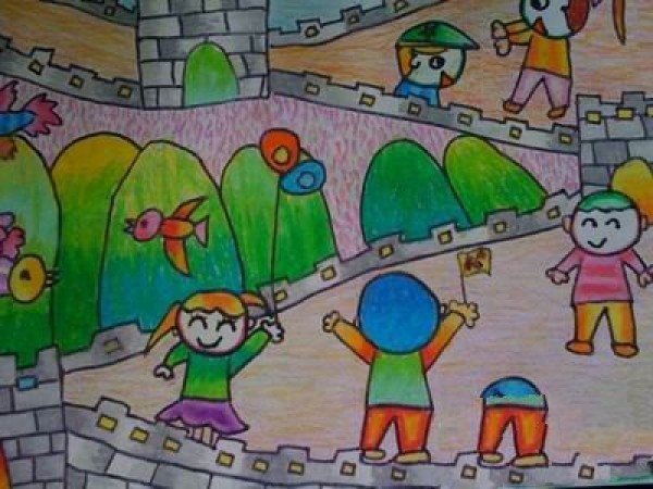 Childrens drawings celebrating National Day-Happy National Day holiday