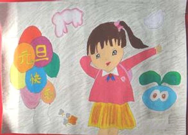 Childrens paintings about Happy New Years Day