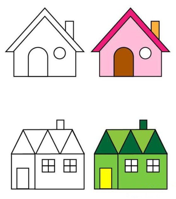 How to draw a beautiful colorful house