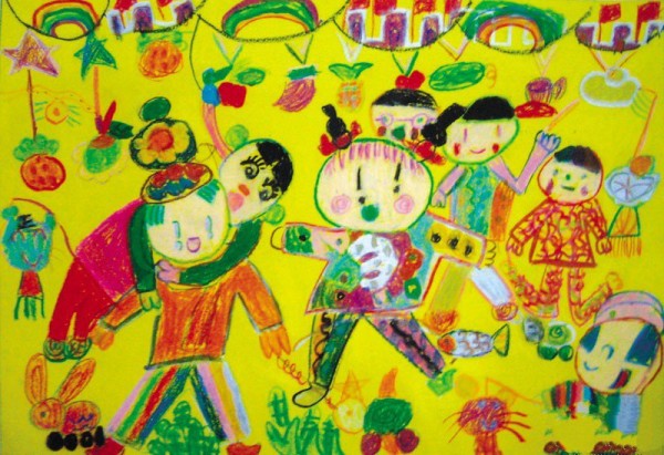 Childrens paintings with the theme of Mid-Autumn Festival - Lively Mid-Autumn Festival