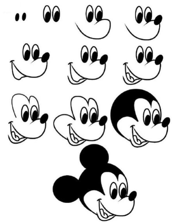 Mickey Mouse drawing steps