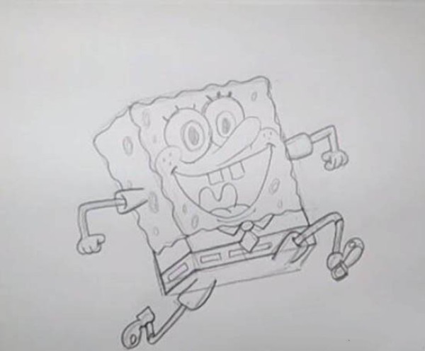 Running Spongebob simple drawing steps