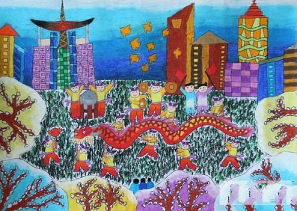 Dragon boat racing Dragon Boat Festival childrens painting-gather together to race dragon boats