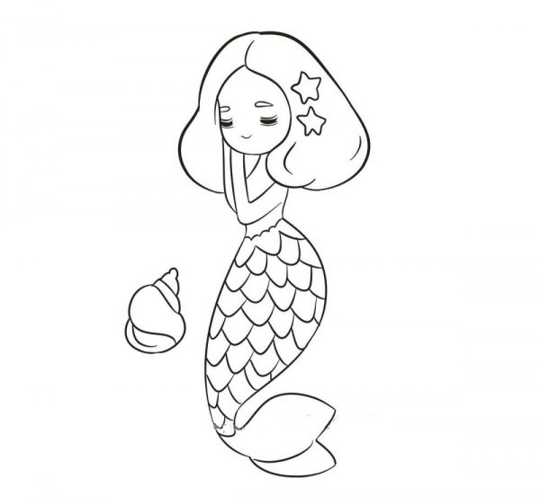 Cartoon mermaid simple drawing picture