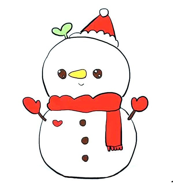 How to draw a cute Christmas snowman