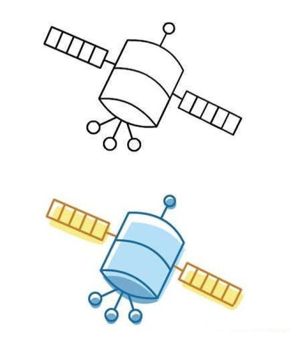 Cartoon satellite simple strokes