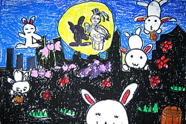 Childrens paintings about the Mid-Autumn Festival - Happy Mid-Autumn Festival