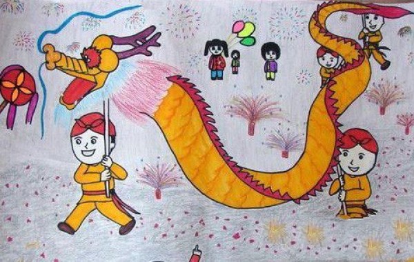 Dragon Dance to celebrate National Day, children’s drawings about National Day