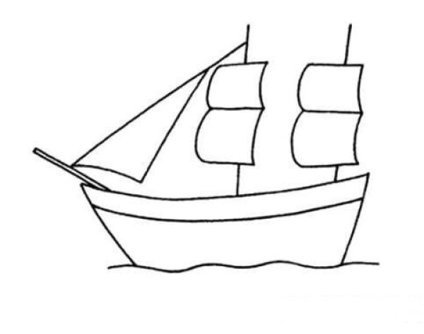 Simple strokes of sailing boat