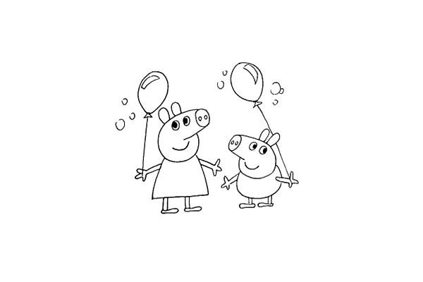 Simple drawing tutorial of Peppa Pig and his brother George