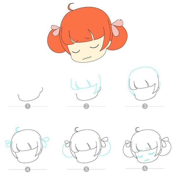 9 simple drawings and step-by-step pictures of little girl cartoon avatars