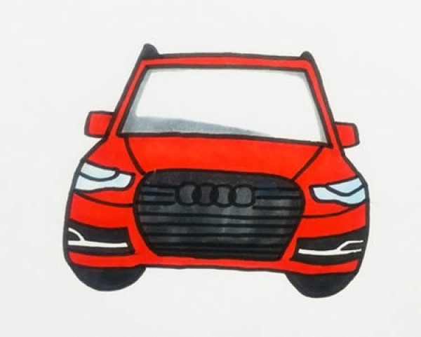 Simple drawing of red Audi car