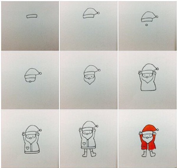 Cute Santa Claus simple drawing steps