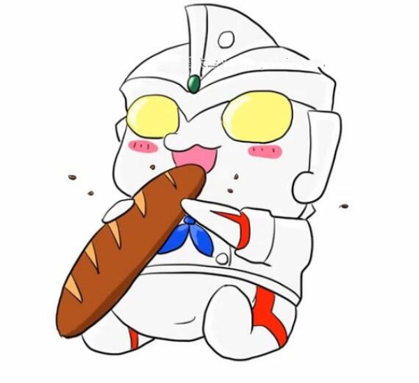 Cute Ultraman Ace eats bread