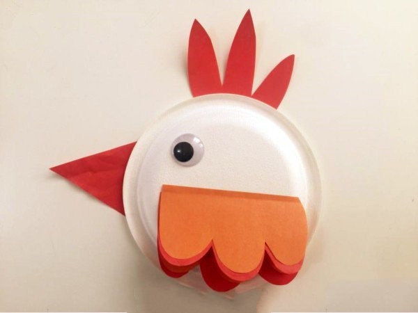 Paper plate big rooster hanging ornament handmade