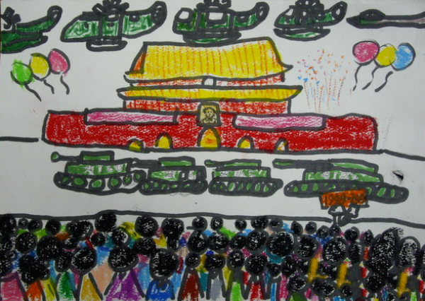 Childrens drawings celebrating National Day - I love Tiananmen, Beijing