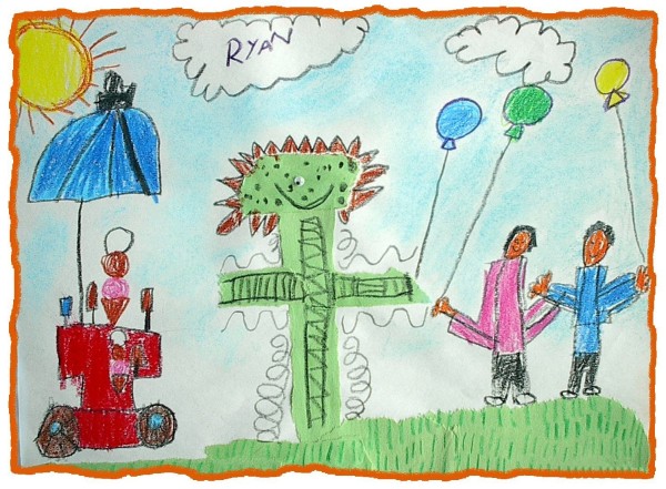 Childrens drawings of Qingming Festival pictures-Going for an outing during Qingming Festival