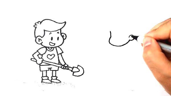 Simple drawing of childrens labor scene