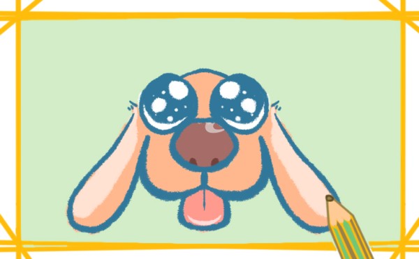 Simple drawing of a dog with big eyes