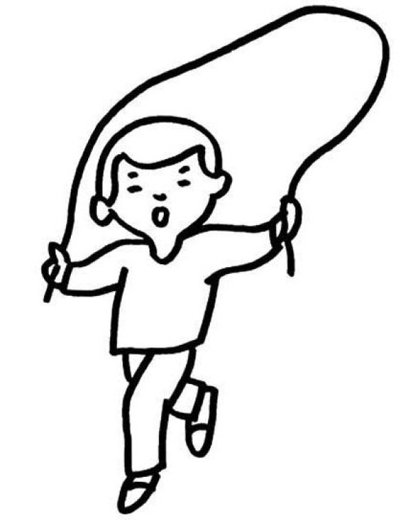 Simple drawing of children skipping rope