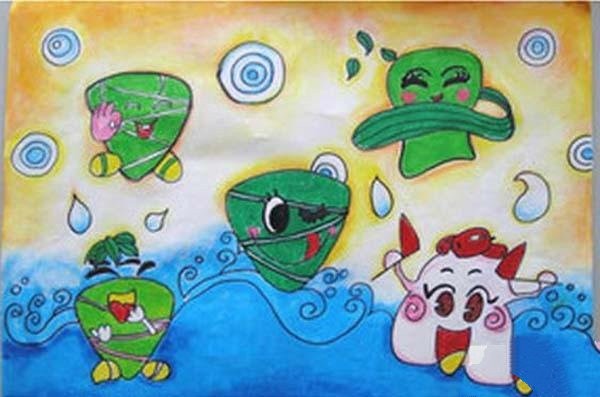 Collection of pictures of childrens drawings of Dragon Boat Festival: Cute cartoon rice dumplings