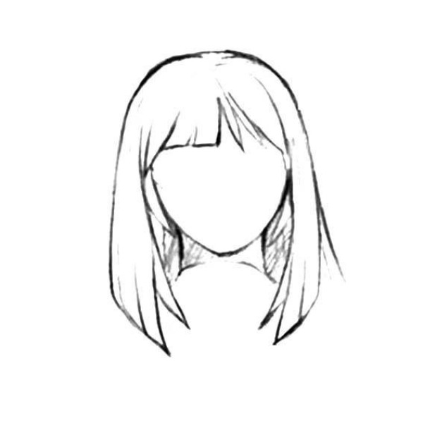 Simple drawing of girls' hairstyle