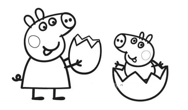 Simple drawing tutorial: Draw Peppa Pig playing with her brother