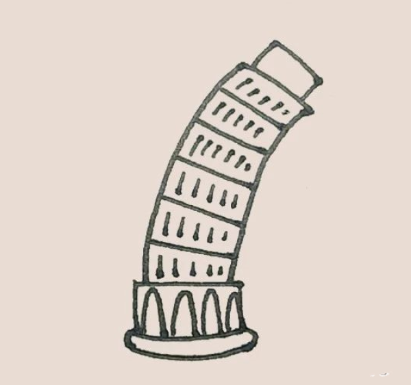 Simple drawing of Leaning Tower of Pisa