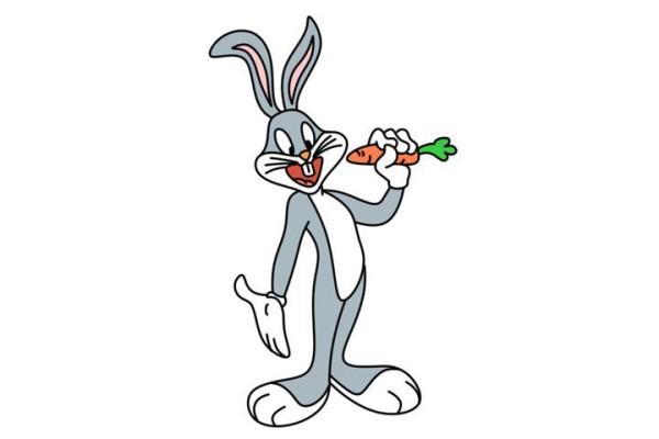 How to draw Bugs Bunny eating a carrot