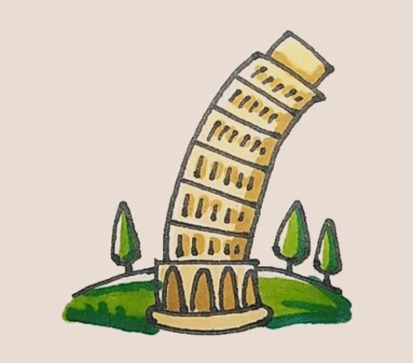 Simple drawing of Leaning Tower of Pisa