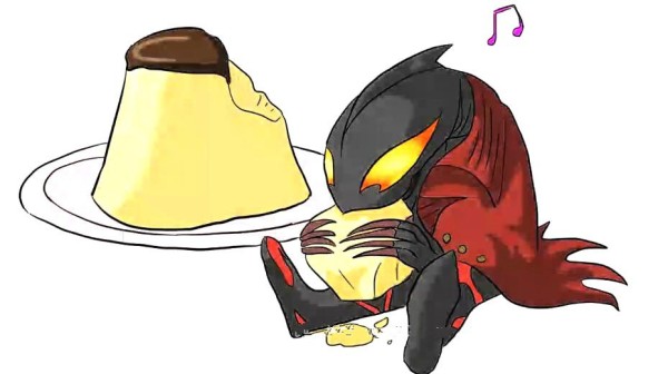 Cute Ultraman Beria eats cake