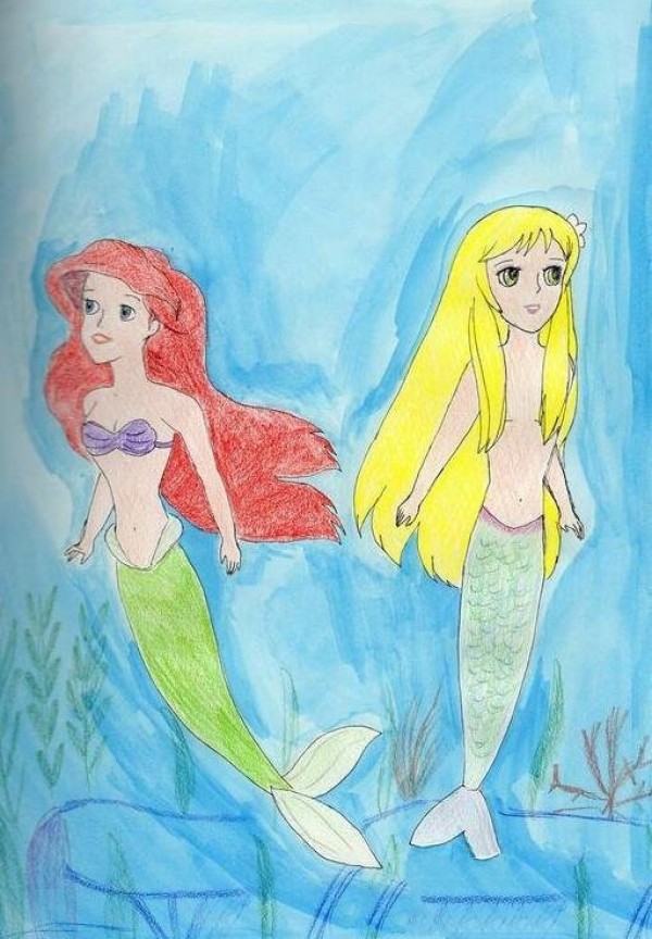 Appreciation of Ariel and her sister mermaid drawing pictures