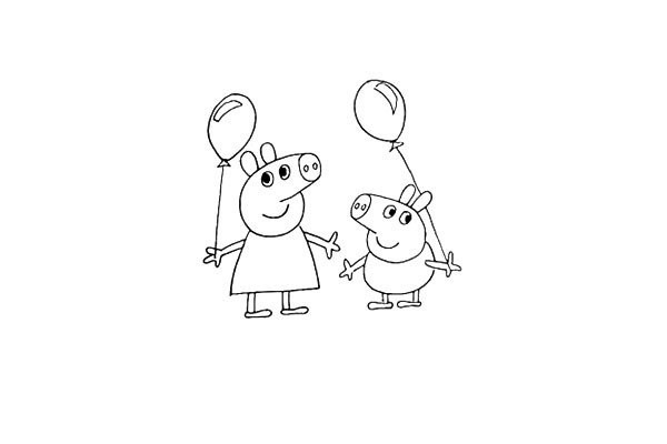 Simple drawing tutorial of Peppa Pig and his brother George