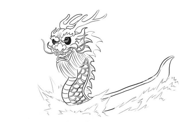 6 simple drawings of dragon boat racing during Dragon Boat Festival