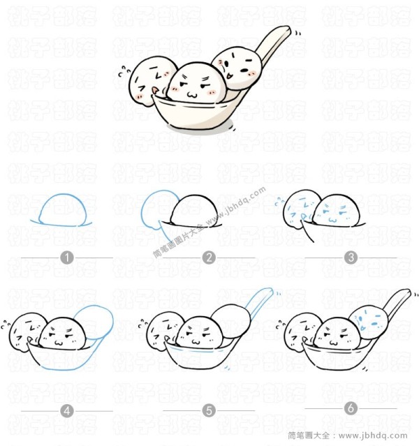 Step by step drawing of 9 types of glutinous rice balls for Lantern Festival