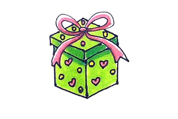 How to draw a Christmas gift box