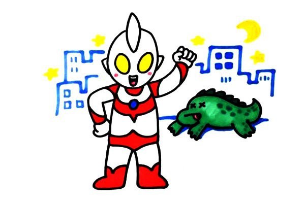 Ultraman fighting monsters