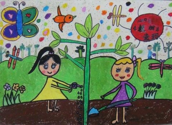 Primary school students’ Arbor Day paintings: We love to plant trees