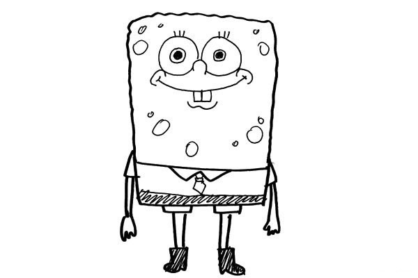 Cute simple drawing of Spongebob Squarepants that can be done with just one pen