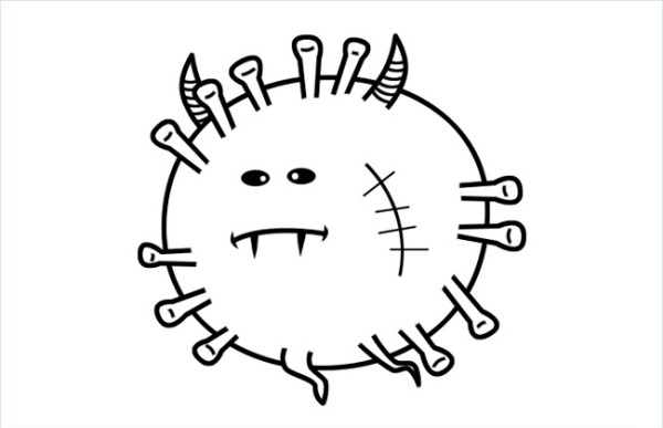 Simple drawing pictures of new coronavirus