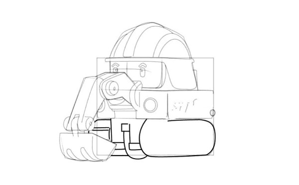 Police Car Purley Excavator Pocket Simple Drawing