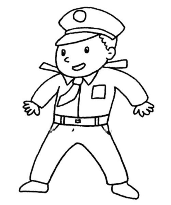 Simple drawing of young policeman