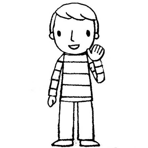 Simple drawing tutorial of a little boy wearing a striped T-shirt