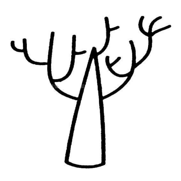 Simple drawing of bare big tree