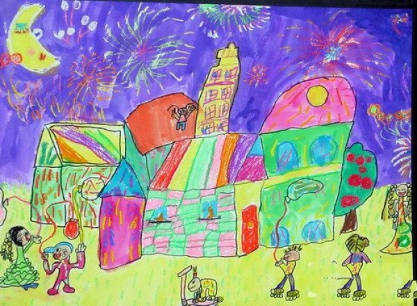 Childrens drawings celebrate the New Year