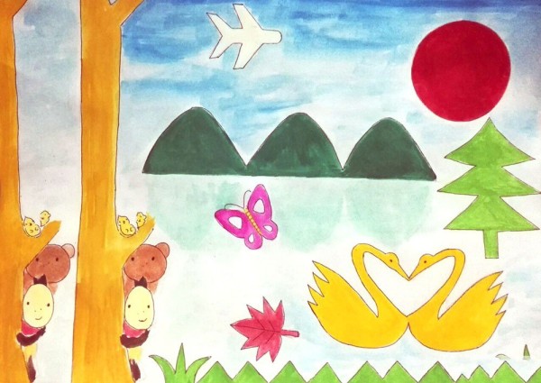 Beautiful spring childrens drawing