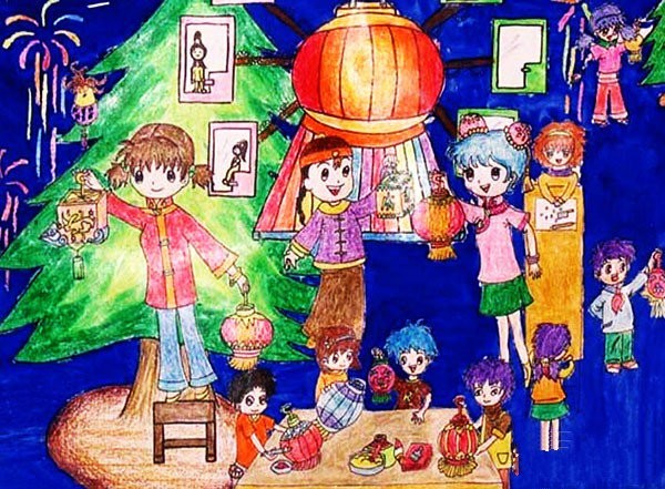 Appreciation of children’s paintings about the Lantern Festival in 2017